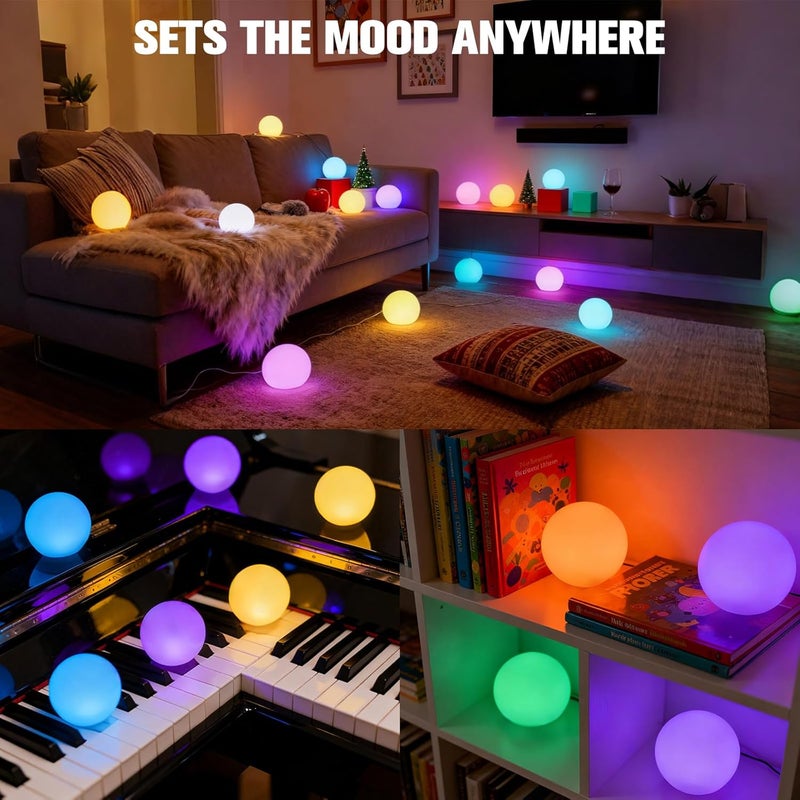 LanPool Floating Pool Light Ball, RGB Color Changing Bath Hot Tub Light, IP68 Waterproof Orb Light up Ball for Pool Gift, Glow Led Pool Balls Lights for Hot Tub,Pond,Bathtub,Spa, Decor Outdoor Indoor(6PCS) - Image 4